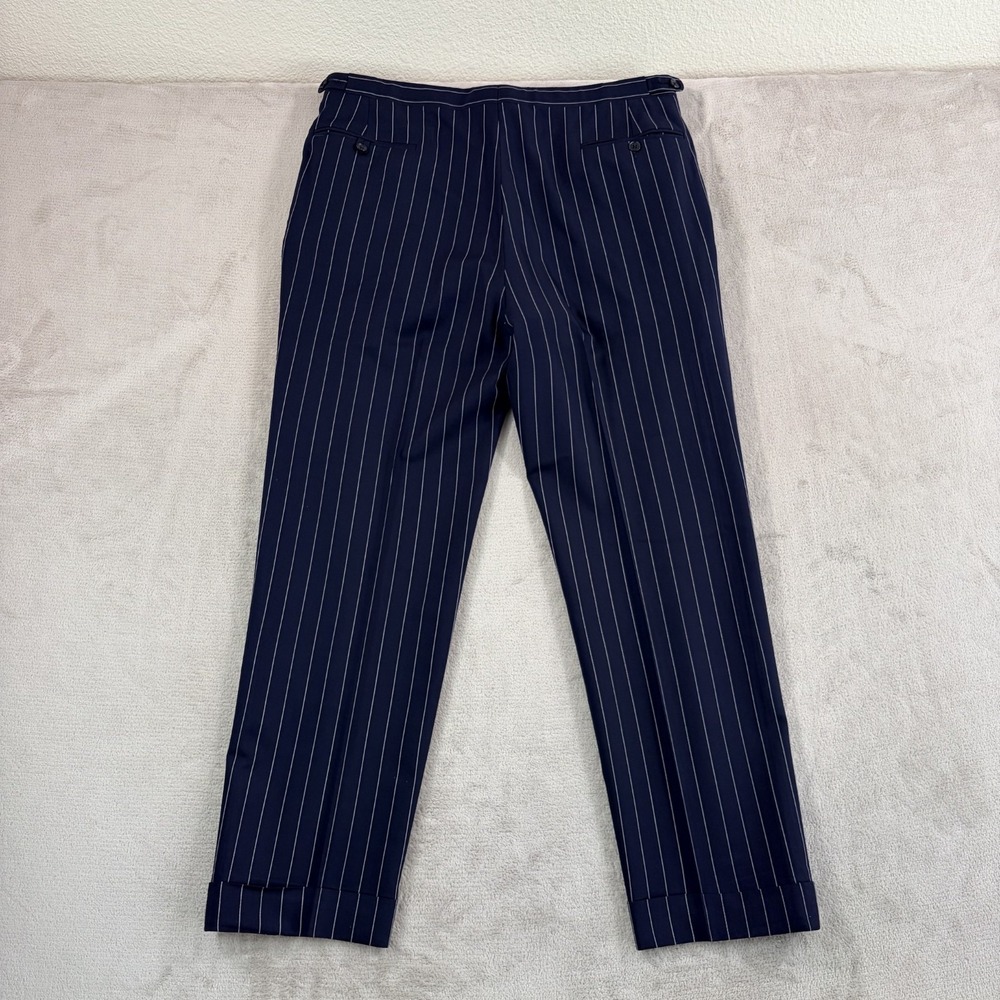 VTG Ralph Lauren Wool Cashmere Pleated Adjustable Waist Pants Men 36x29 Striped